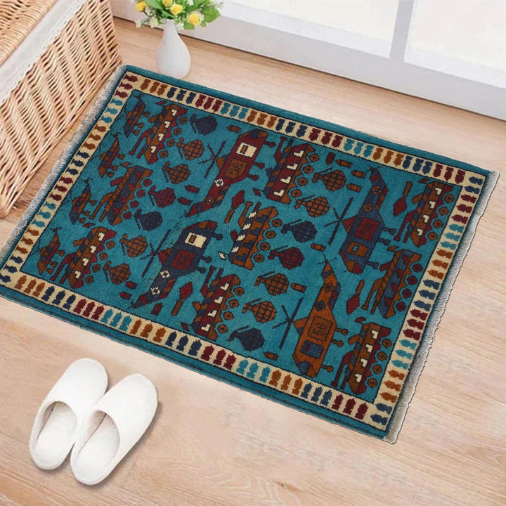 Blue Color War Rug 2' 1" x 2' 11" - No. AL21396