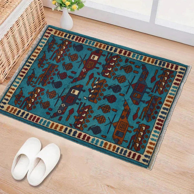 Blue Color War Rug 2' 1" x 2' 11" - No. AL21396