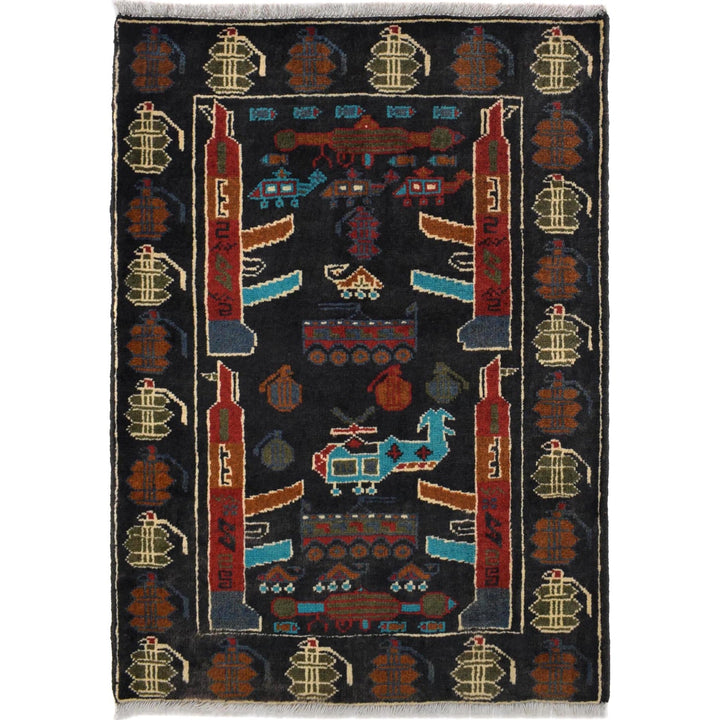 Authentic Afghan War Area Rug 2' 0" x 2' 10" - No. AL87111