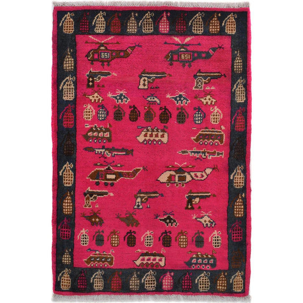 Authentic Afghan War Area Rug 2' 2" x 3' 0" - No. AL90302