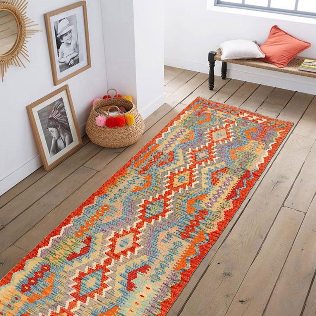 Hand Made Afghan Kilim Runner 2' 9" x 9' 7" - No. AL59652