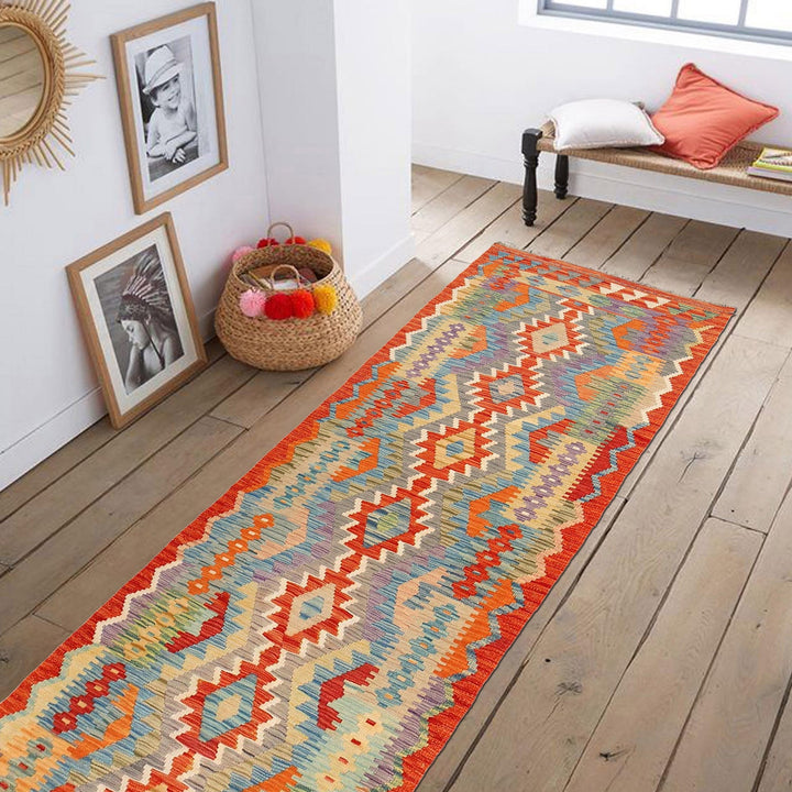 Hand Made Afghan Kilim Runner 2' 9" x 9' 7" - No. AL59652