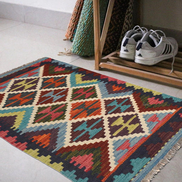 Hand Knotted Afghan Style Kilim 2' 0 x 3' 1" - No. AL90005