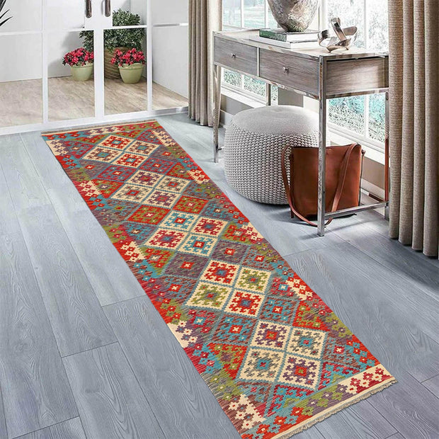 Handmade Afghan Vegetable Kilim Runner 2' 9" x 9' 4" - No. AL54640