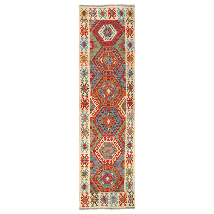 Handmade Turkish Design Wool Kilim Runner 2' 8" x 9' 11" - No. AL31368