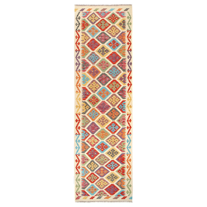 Hand Woven Wool Kelim Runner 2' 8" x 9' 7" - No. AL73801
