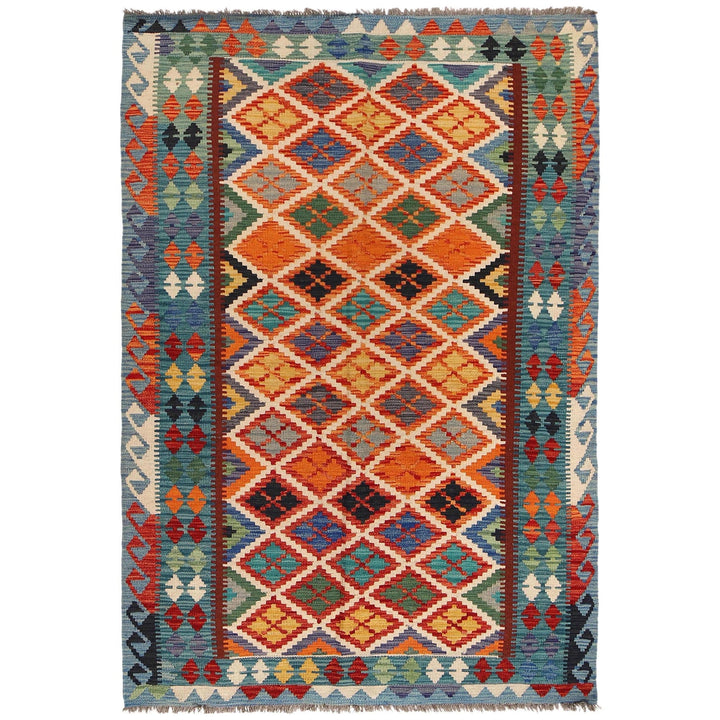 Handmade Vegetable Kelim 4' 3" x 6' 4" - No. AL56781