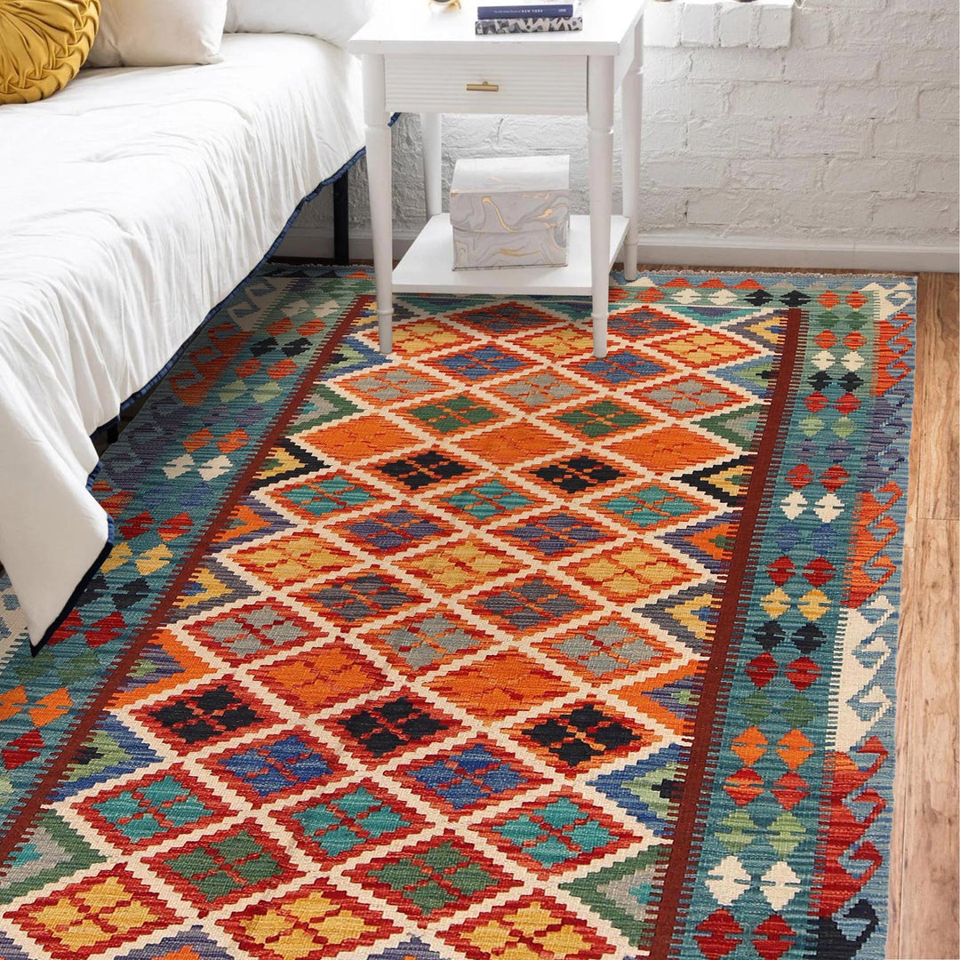 Handmade Vegetable Kelim 4' 3" x 6' 4" - No. AL56781