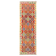 Colorful Flat-Weave Wool Kilim Runner 2' 11" x 9' 8" - No. AL37539