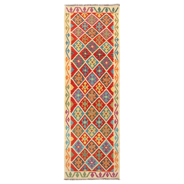 Colorful Flat-Weave Wool Kilim Runner 2' 11" x 9' 8" - No. AL37539