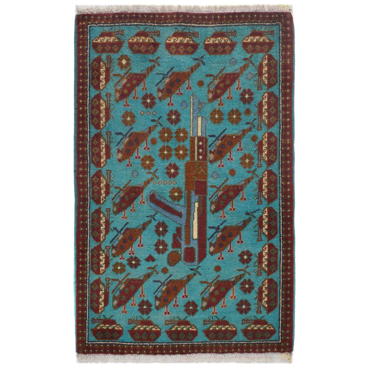 Handmade Afghan War Area Rug 2' 1" x 3' 1" - No. AL94064