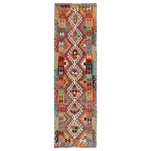 Hand Woven Wool Kelim Runner 2' 8" x 9' 9" - No. AL12992