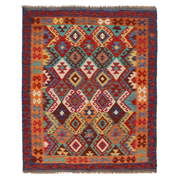 Hand Knotted Flatweave Kilim 4' 11" x 5' 10" - No. AL88986