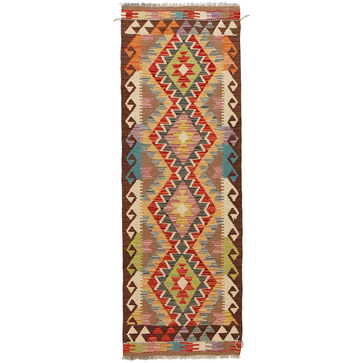 Colorful Flat-Weave Wool Kilim Runner 2' 0"x 6' 6" - No. AL48907