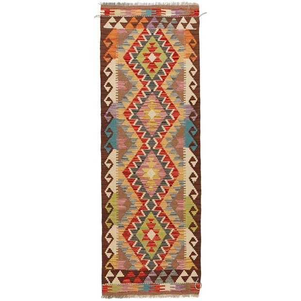 Colorful Flat-Weave Wool Kilim Runner 2' 0"x 6' 6" - No. AL48907