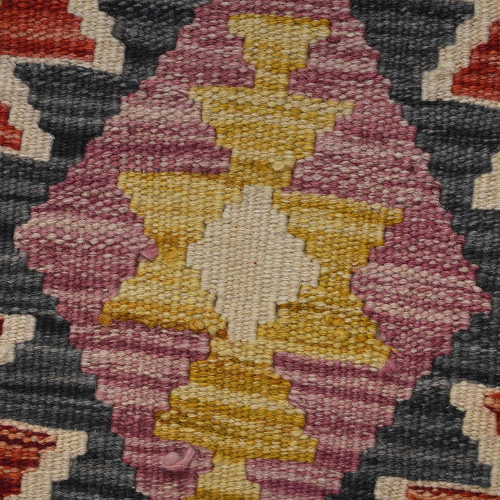 Colorful Flat-Weave Wool Kilim Runner 2' 0"x 6' 6" - No. AL48907
