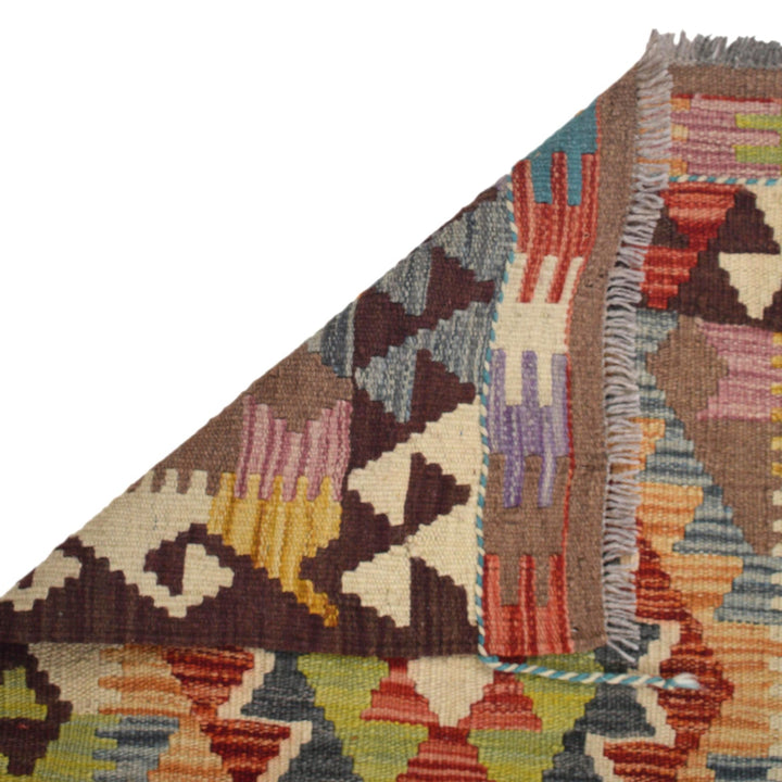 Colorful Flat-Weave Wool Kilim Runner 2' 0"x 6' 6" - No. AL48907