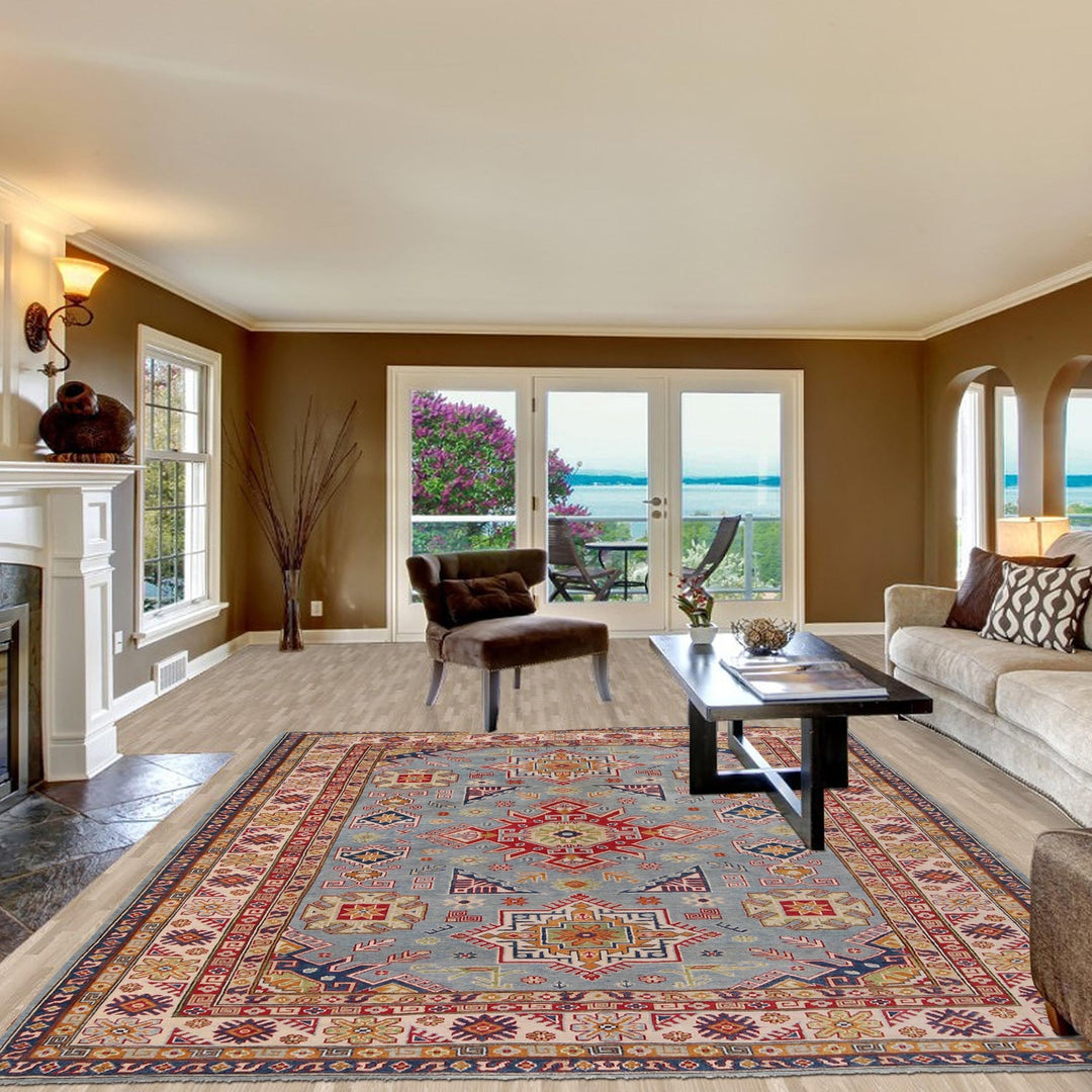 Handmade Kazak Area Rug 6' 8" x 9' 5" - No. AL28889