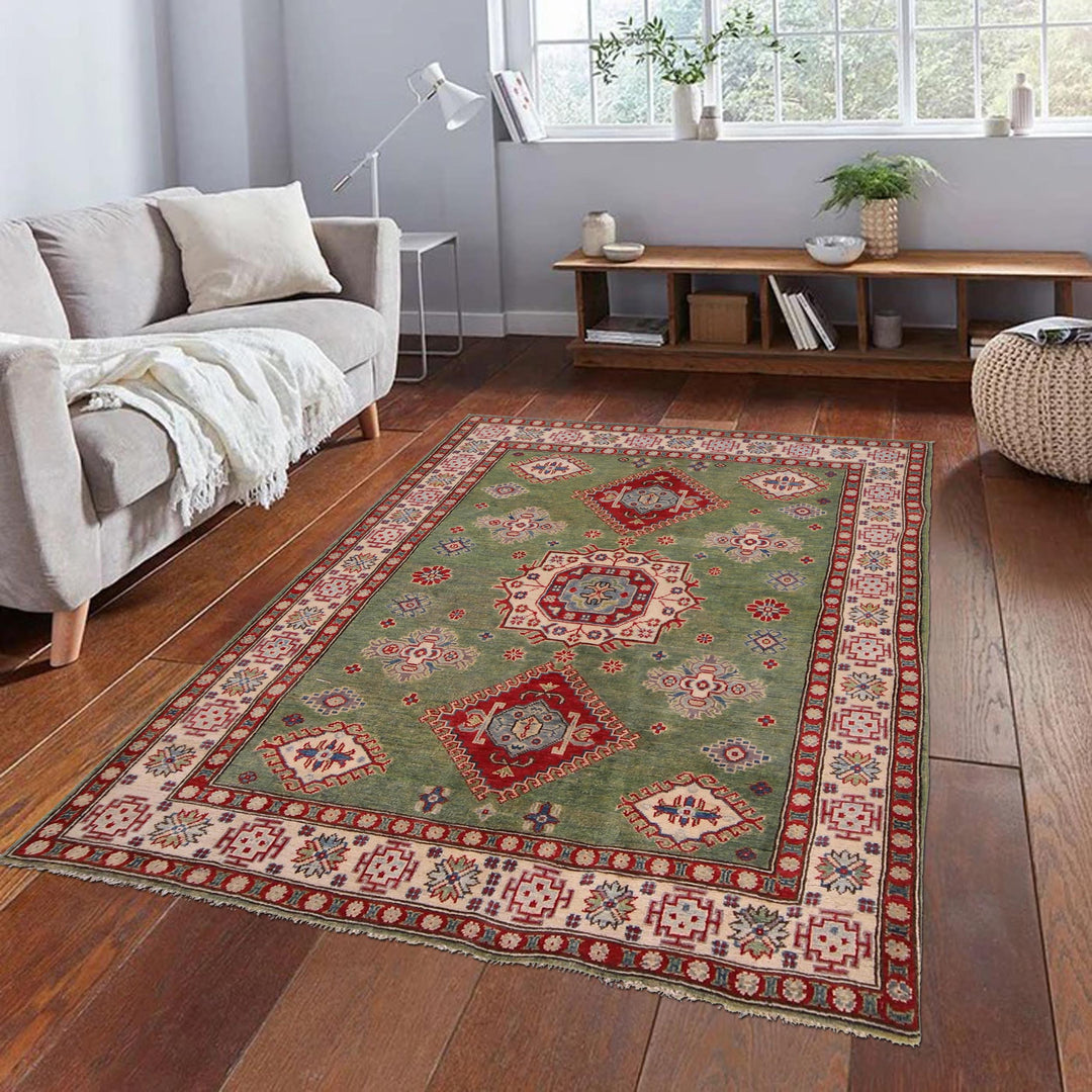 Green Color Kazak Rug 4' 11" x 6' 7" - No. AL27754