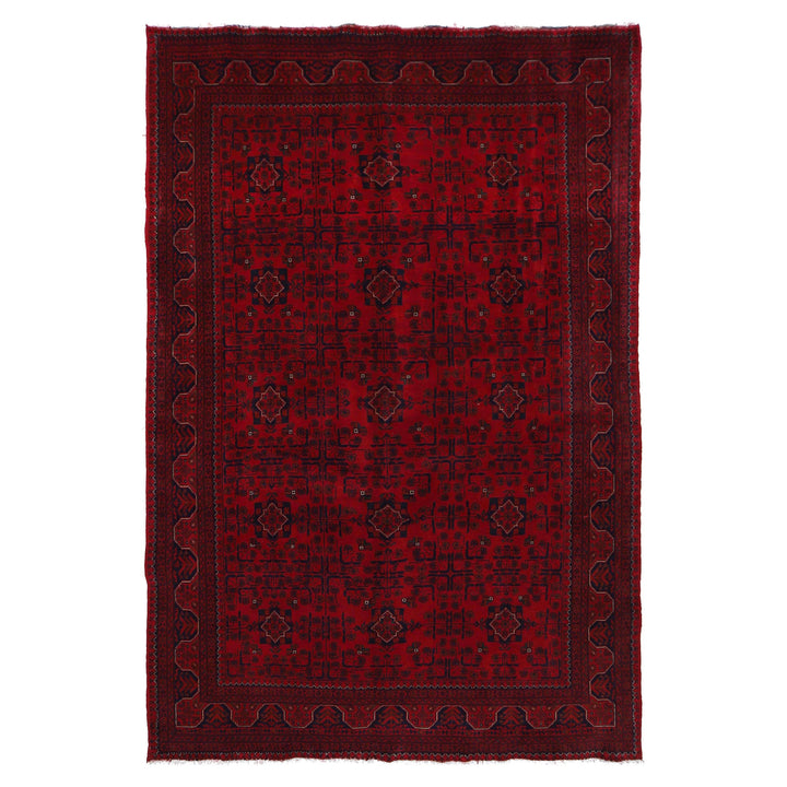 Red Afghan Khal Mohammadi Rug 6'4" x 9'9" Hand-Knotted