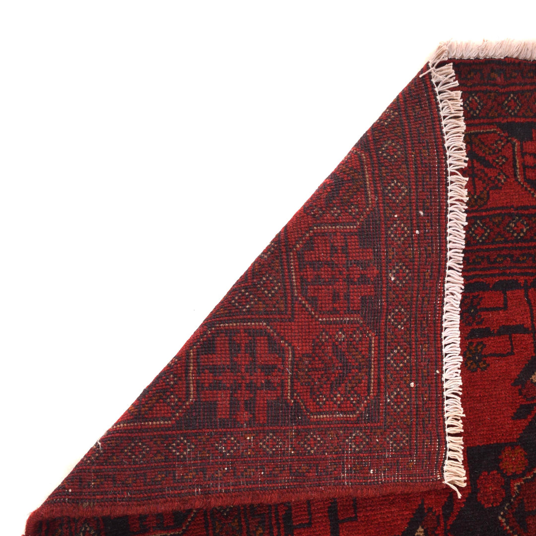 Red Afghan Khal Mohammadi Rug 3' 5" x 4' 9" Hand-Knotted | No. AL90352