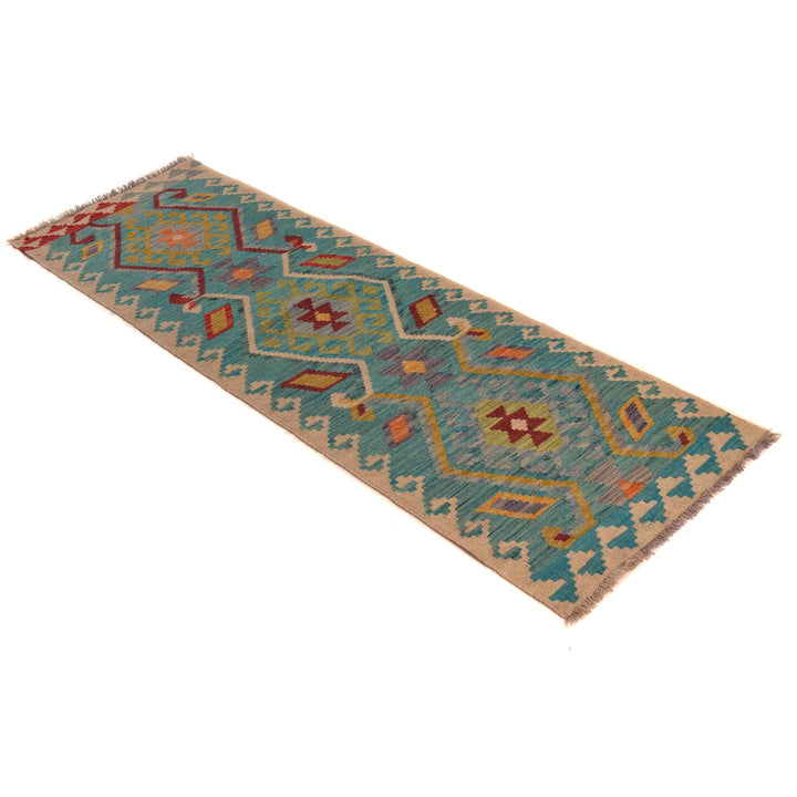 Afghan Vegetable Kilim Rug 2' 0" x 6' 5" Flat-Weave close-up