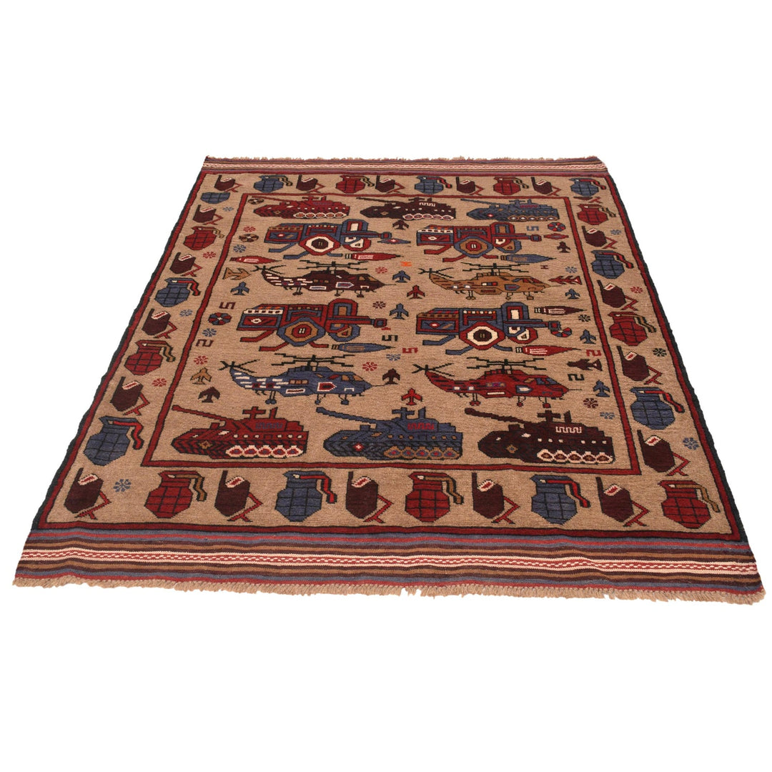 Brown Color War Rug 4' 4" x 6' 2" - No. AL25382
