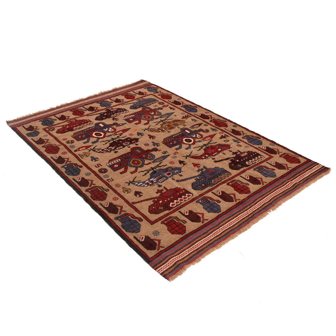 Brown Color War Rug 4' 4" x 6' 2" - No. AL25382