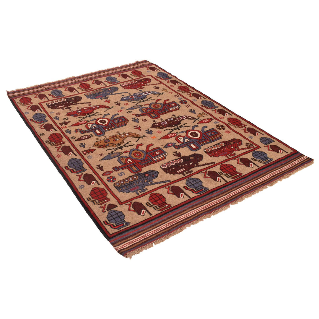 Brown Color War Rug 4' 4" x 6' 2" - No. AL25382
