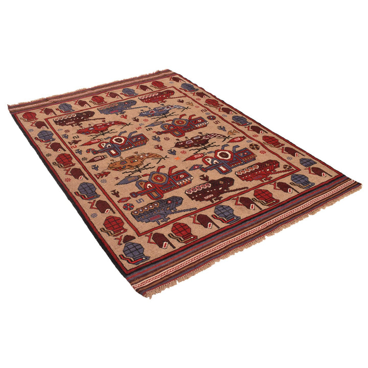 Brown Color War Rug 4' 4" x 6' 2" - No. AL25382