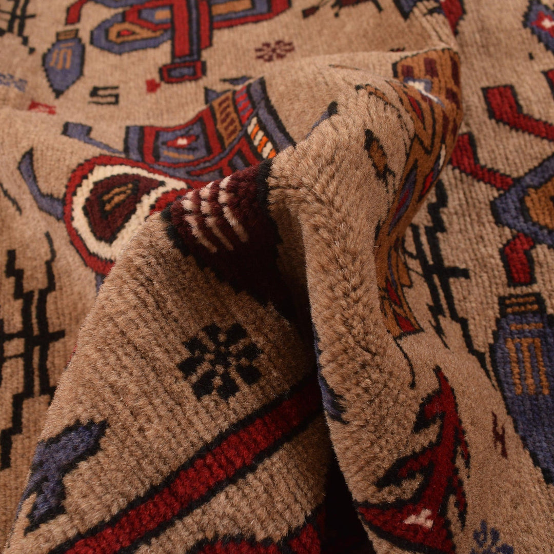 Brown Color War Rug 4' 4" x 6' 2" - No. AL25382