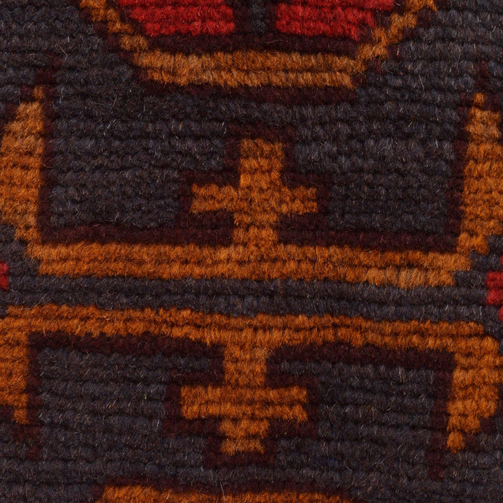 Red Afghan Baluchi Rug 2' 9" x 4' 5" Hand-Knotted border