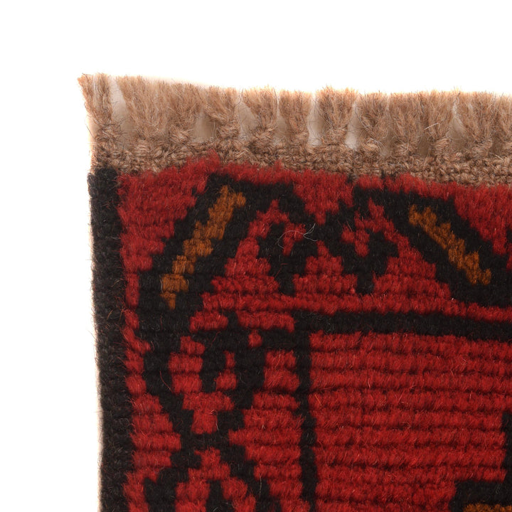 Red Afghan Baluchi Rug 2' 9" x 4' 5" Hand-Knotted | No. AL17477