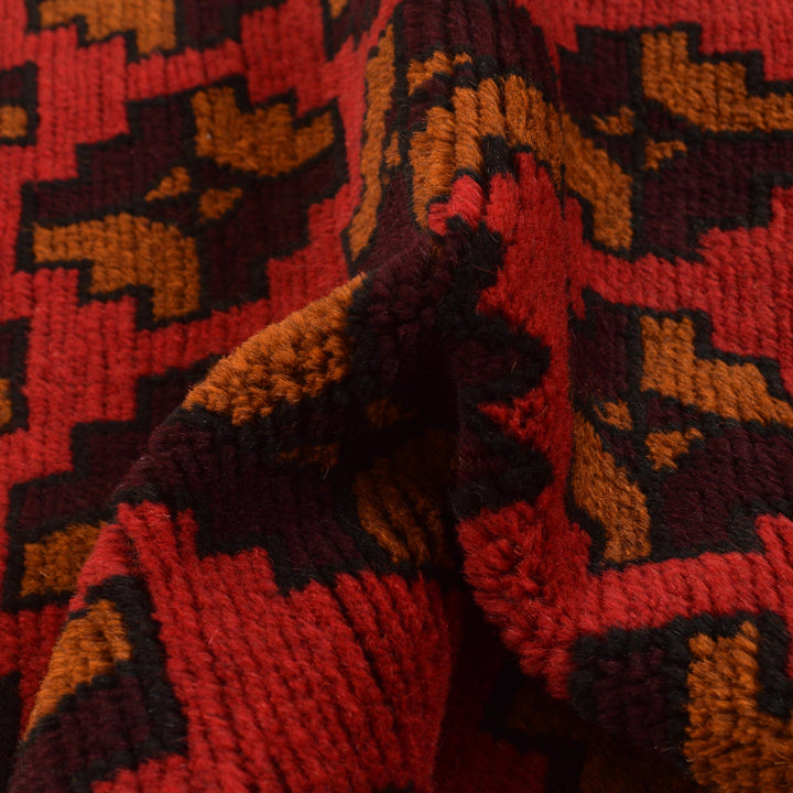 Red Afghan Baluchi Rug 2' 9" x 4' 5" Hand-Knotted | No. AL17477