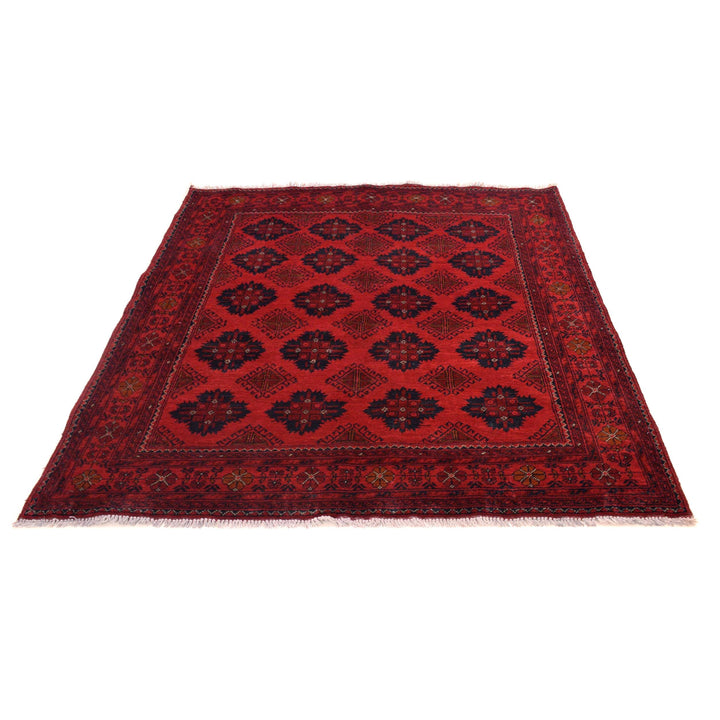 Red Afghan Khal Mohammadi Rug 5' 1" x 6' 7" Hand-Knotted detail