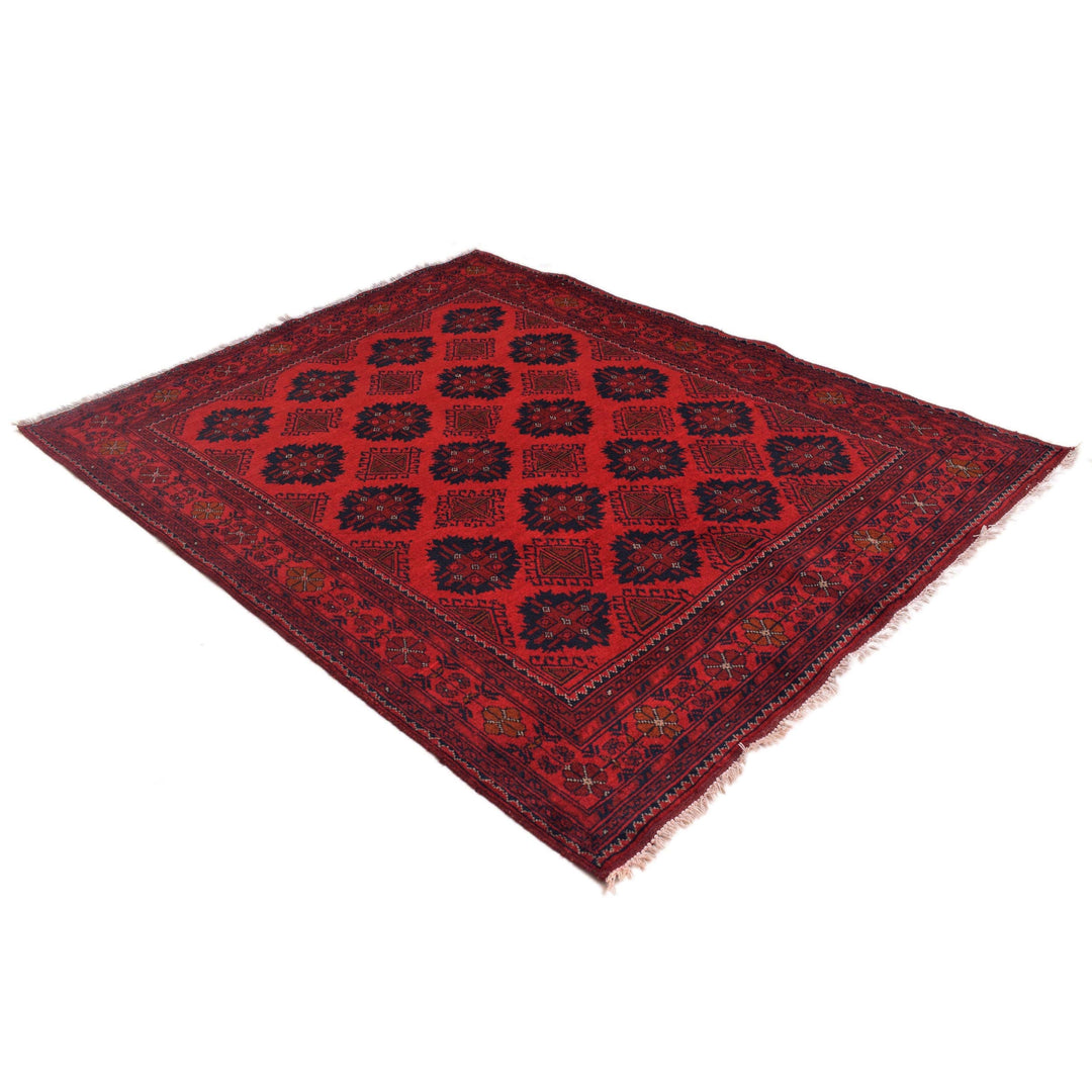 Red Color Afghan Area Rug 5' 1" x 6' 7" - No. AL17643