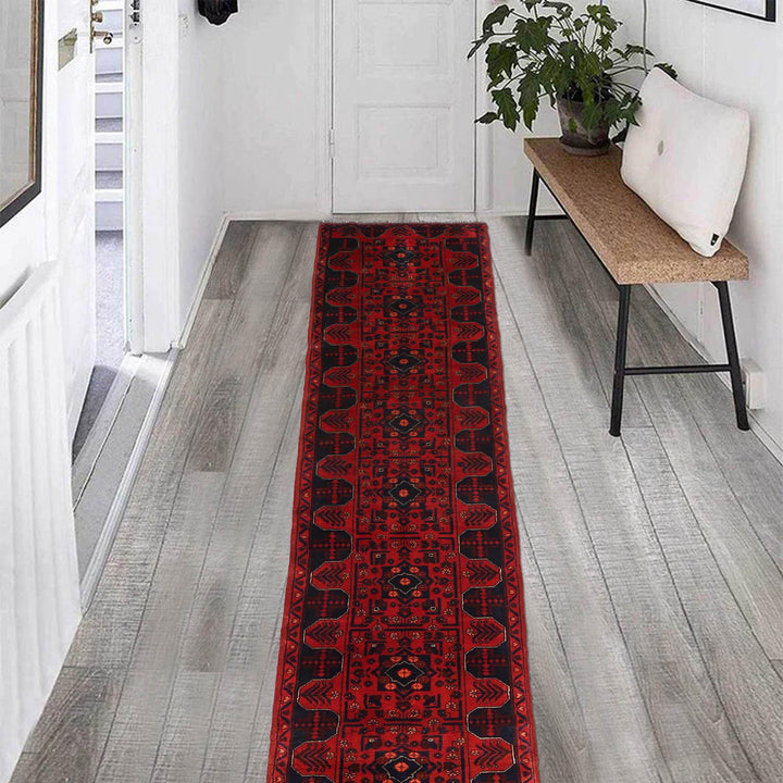 Red Color Khal Mohammadi Runner Rug 2' 1" x 9' 5" - No. AL61995
