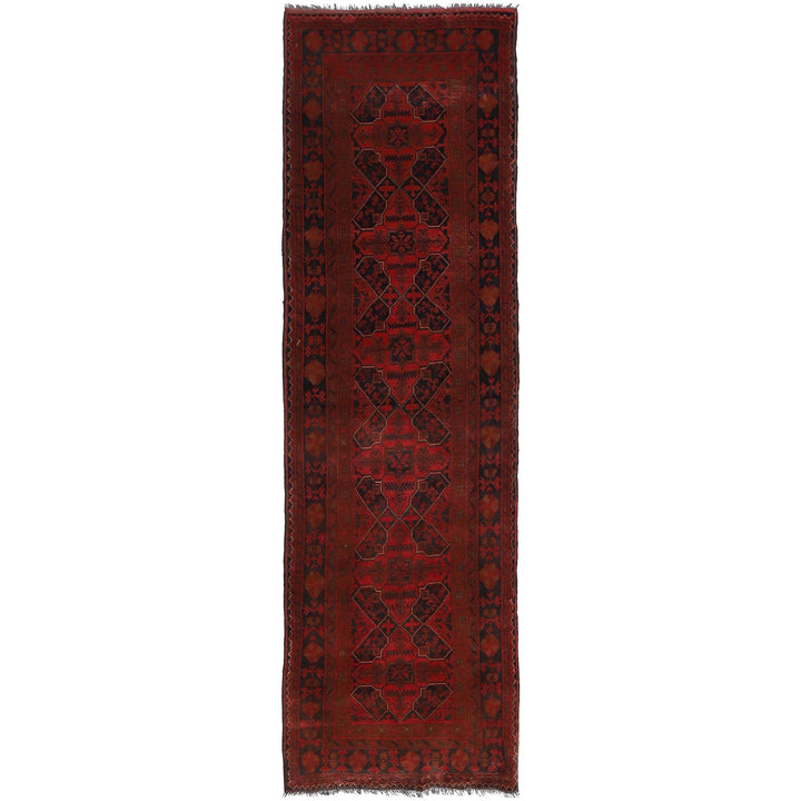 Red Color Afghan Area Runner Rug 2' 7" x 9' 5" - No. AL48170