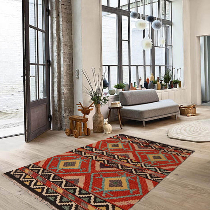 Handmade Afghan Vegetable Kilim 3' 5" x 5' 3" - No. AL12484