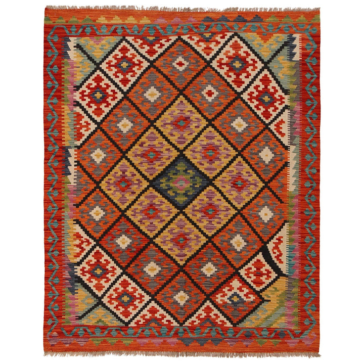 Hand Woven Wool Kelim 5' 0" x 6' 3" - No. AL68404