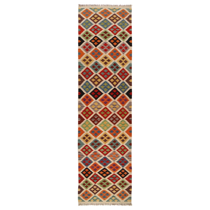 Hand Woven Wool Kelim Runner 2' 7" x 10' 3" - No. AL81171