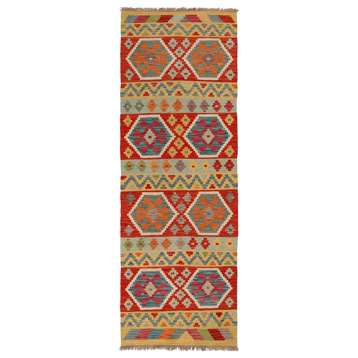 Hand Knotted Afghan Style Kilim Runner 2' 8" x 8' 1" - No. AL27861