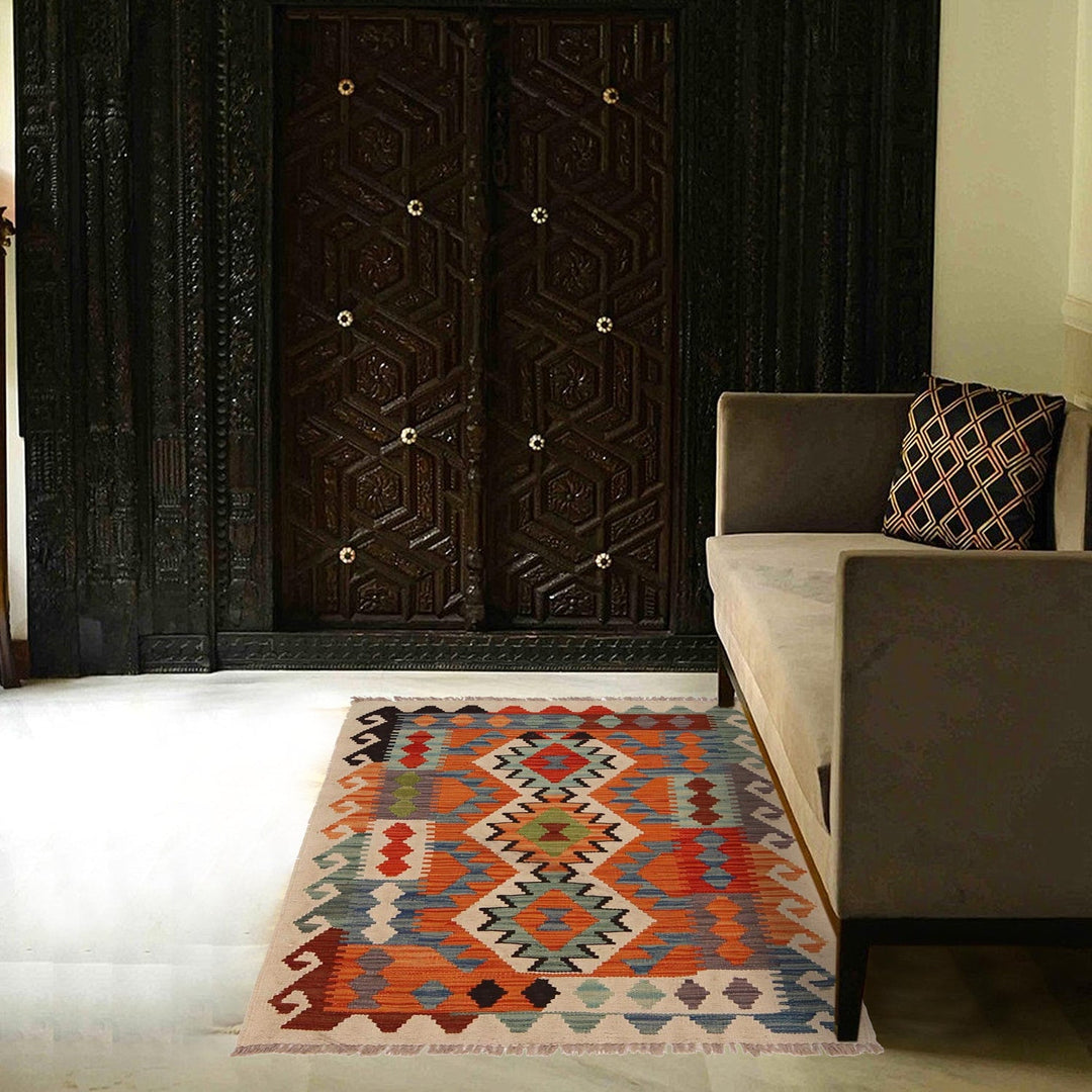 Small Size Chobi Kilim 2' 8" x 4' 2" - No. AL21460