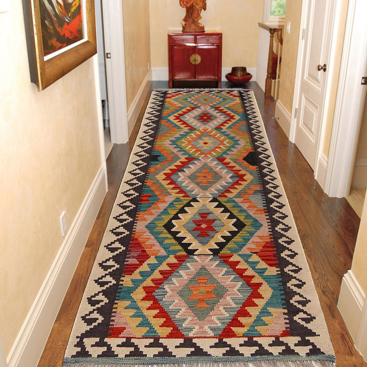 Hand Knotted Afghan Style Kilim Runner 2' 11" x 8' 0" - No. AL56771