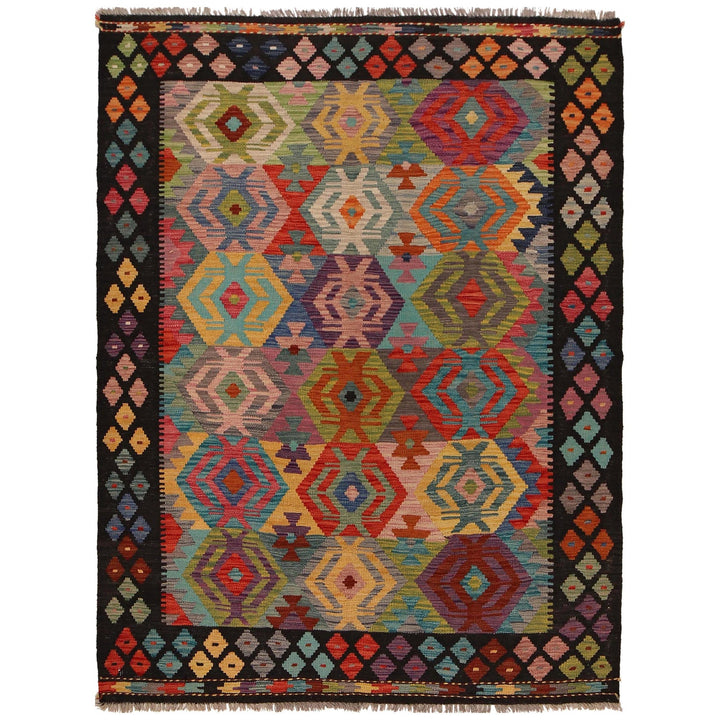 Hand Woven Wool Kelim 4' 11" x 6' 9" - No. AL61559