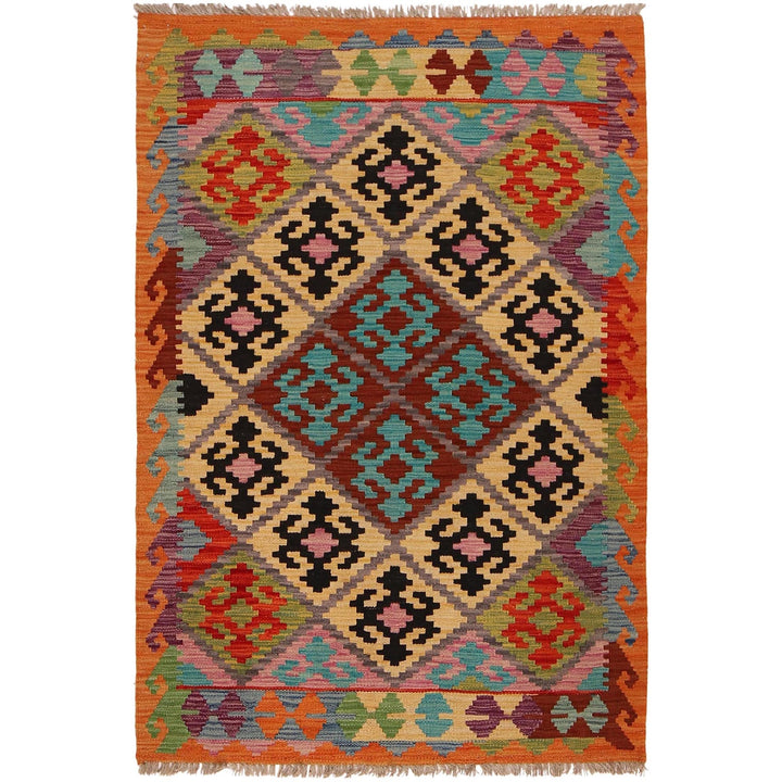 Handmade Afghan Vegetable Kilim 3' 4" x 5' 0" - No. AL79689