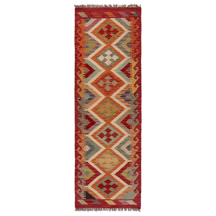 Colorful Flat-Weave Wool Kilim Runner 2' 0" x 5' 0" - No. AL31771