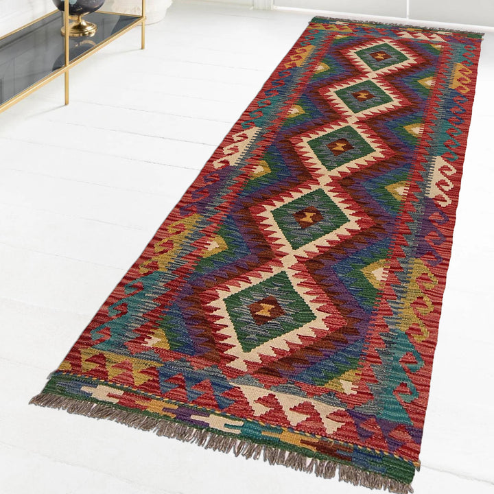Afghan Vegetable Kilim Rug 2' 5" x 6' 3" Flat-Weave view 9