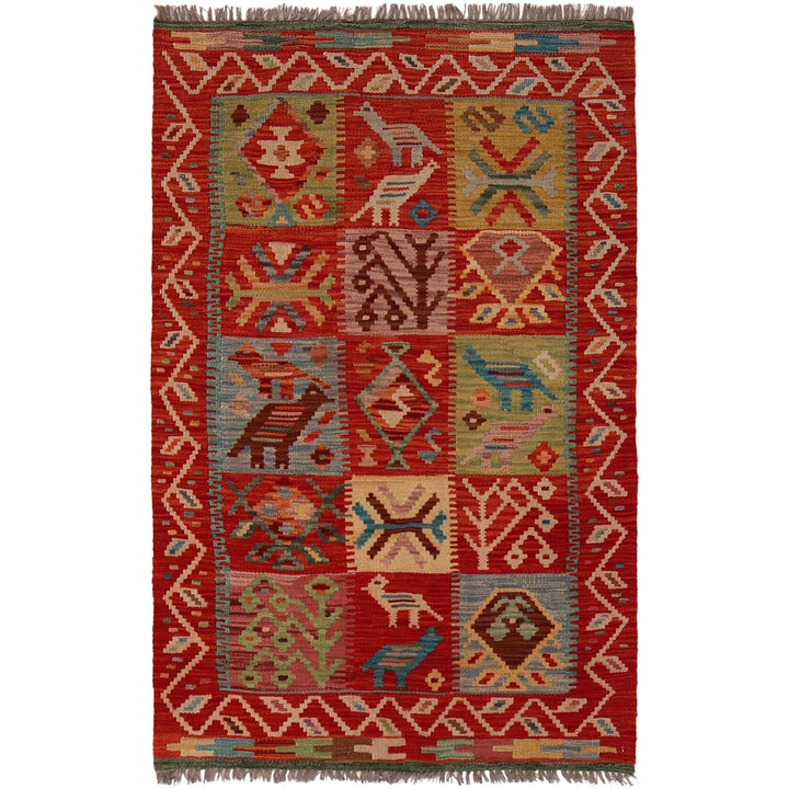 Handmade Afghan Vegetable Kilim 3' 0" x 4' 9" - No. AL33227