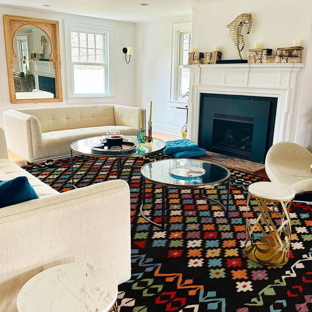 Afghan Kilim Rug 8' 8" x 12' 0" Flat-Weave view 9